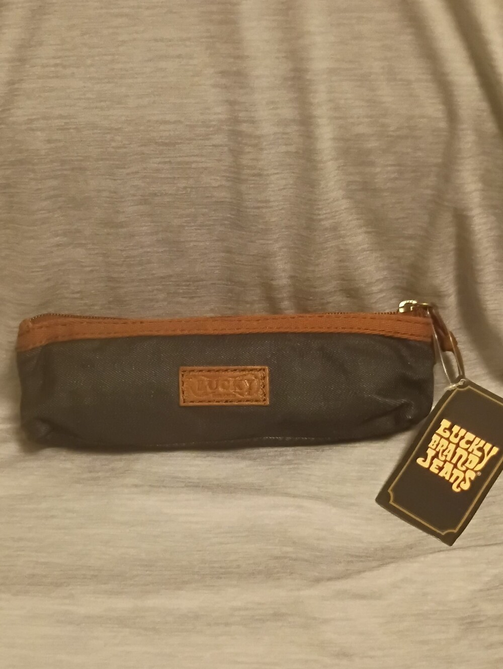 Lucky Brand Denim Pencil Case Cosmetic Bag